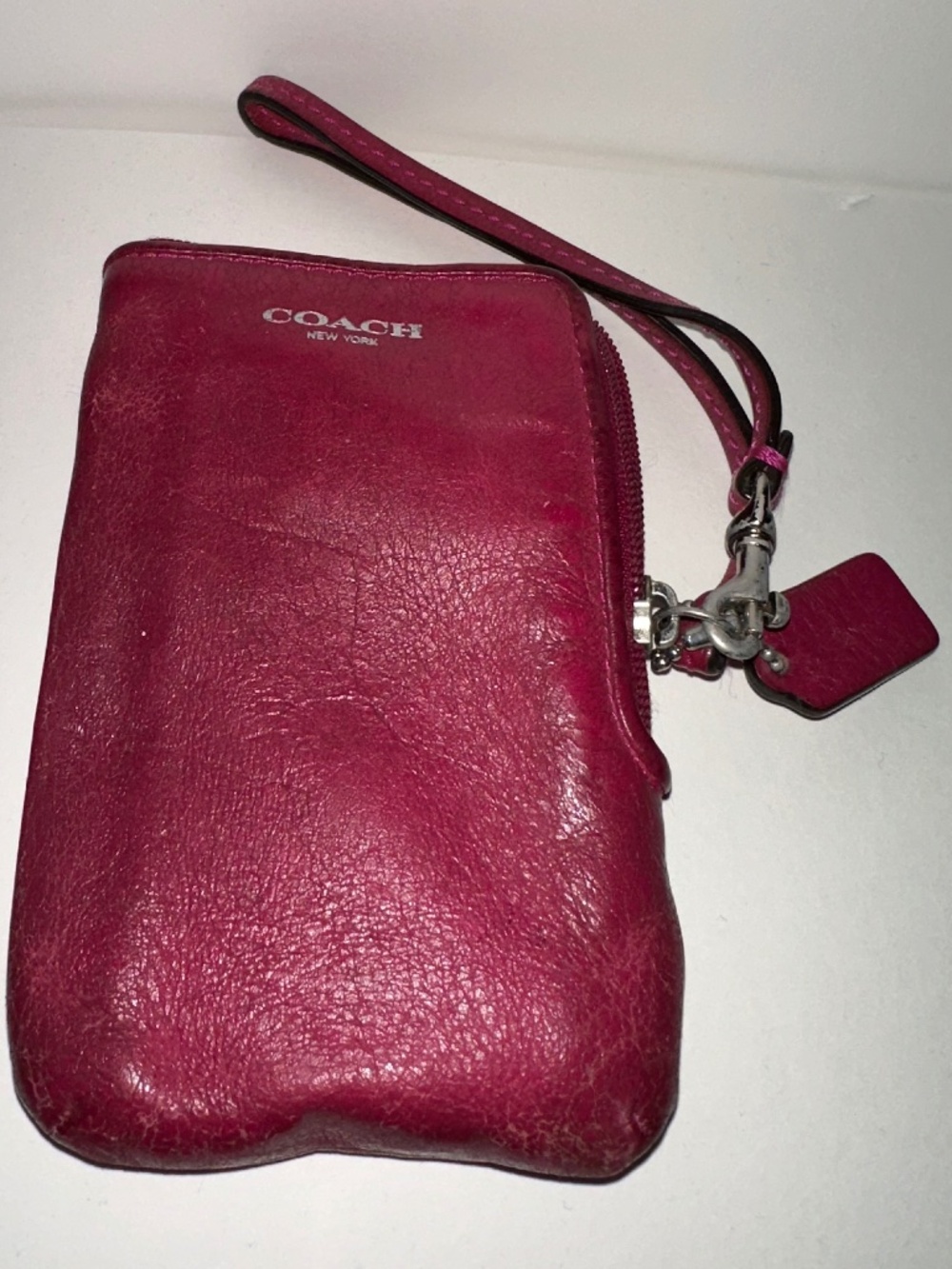 Coach Fuchsia Pink Leather Wristlet